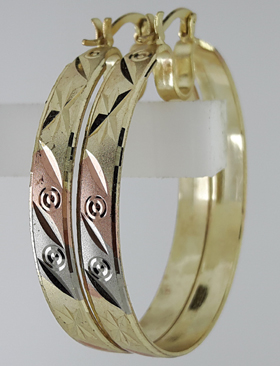 Indian Gold Plated Tri-color/3ton Bangle Earrings