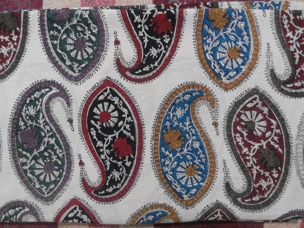 NATURAL BAGRU HAND BLOCK PRINTED FABRIC