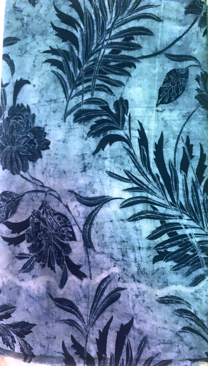 COTTON MUD PRINT INDIGO DYED FABRIC