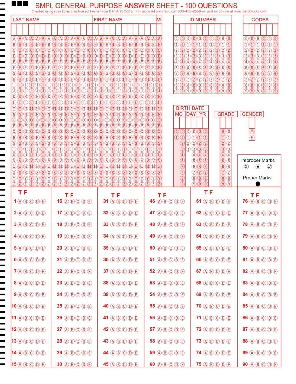 OMR Sheets