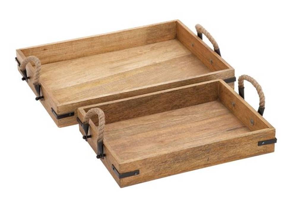 SET OF TWO WOODEN TRAY
