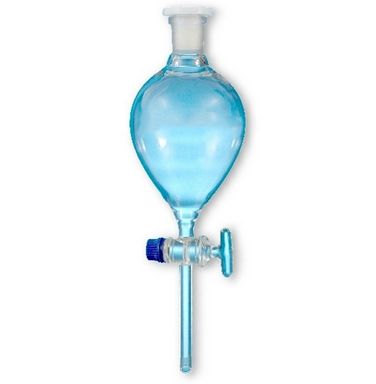 Separating Funnels with Stopcock, Interchangeable Stopper, Conical/Pear Shape with Plain Stem 