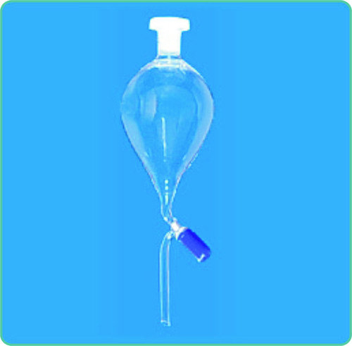Separating Funnels with Screw Type, P.T.F.E. Key Rotaflow Stopcock Interchangeable Stopper, Conical/Pear Shape, Plain Stem 
