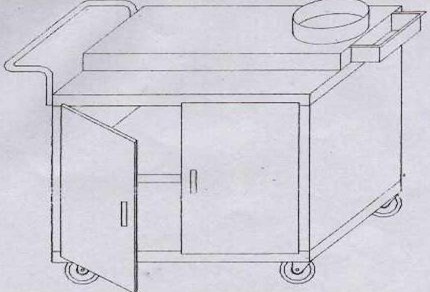 TEA SNACKS SERVICE TROLLEY - Trolley with tea urn – 10 ltrs capacity (KITCHEN EQUIPMENT)