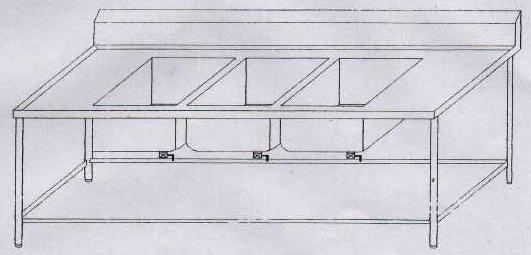 WASHING SINK - 3 sink without drain board (KITCHEN EQUIPMENT)