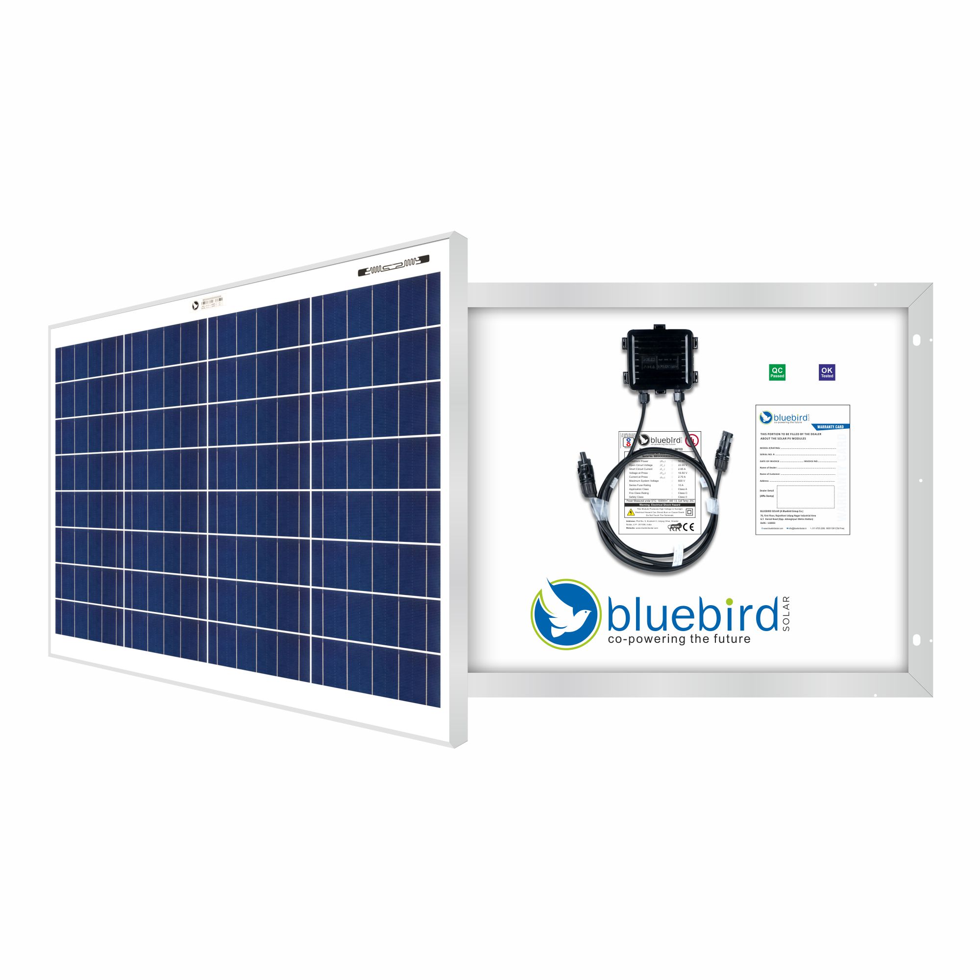 Bluebird 50 Watt - 12 Volt Polycrystalline Solar Panel [BIS Certified ]