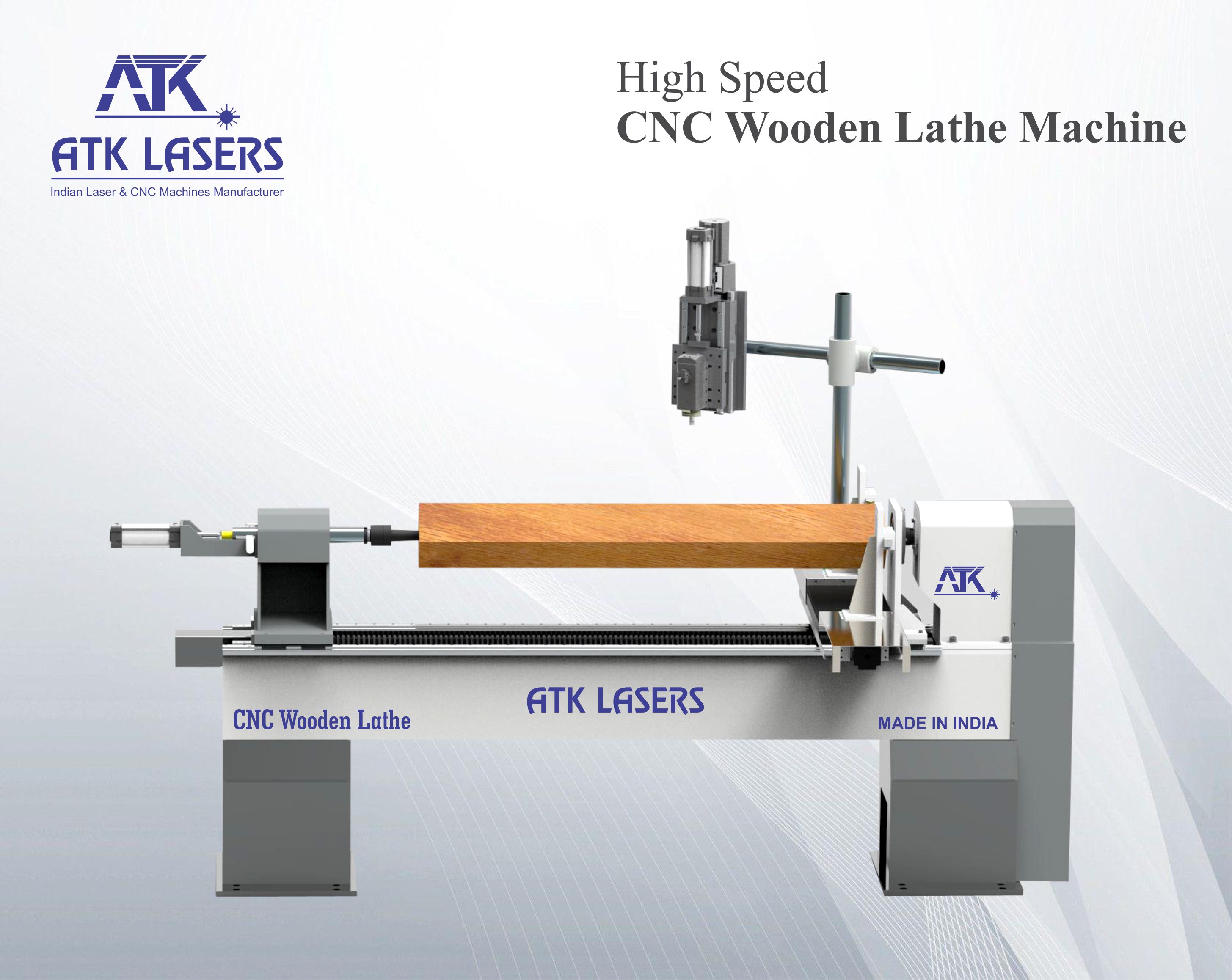 High speed cnc wooden lathe machine