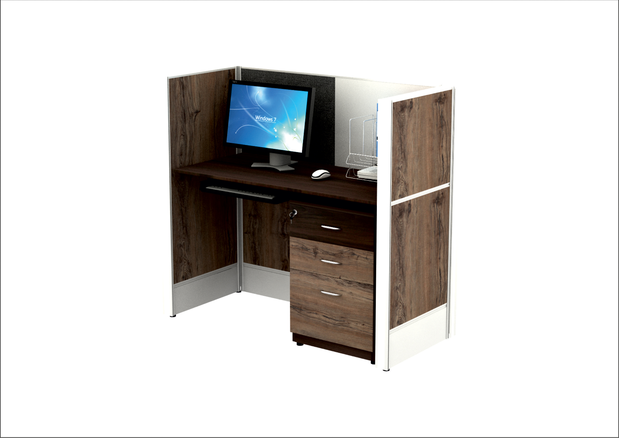 OZON 1 PERSON LINEAR 60 MM ALUMINIUM WORKSTATION WITH SIDE PARTITION (WITHOUT PEDESTAL,CPU TROLLY & KEYBOARD TREY.)