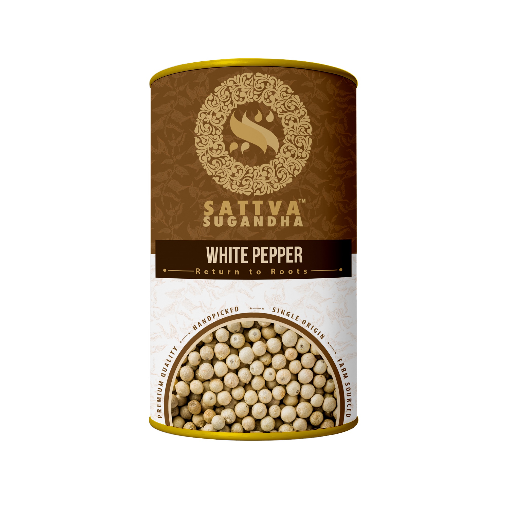 Sattva Sugandha White Pepper Whole, 200g, from Idduki District of Kerala     