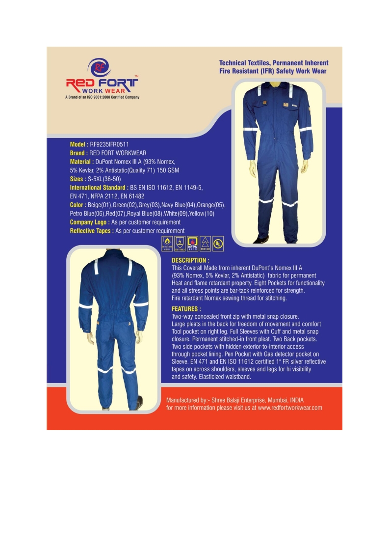 Flame resistant coverall