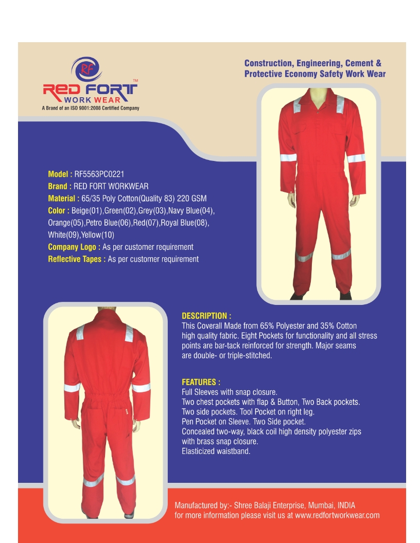 POLY COTTON COVERALL