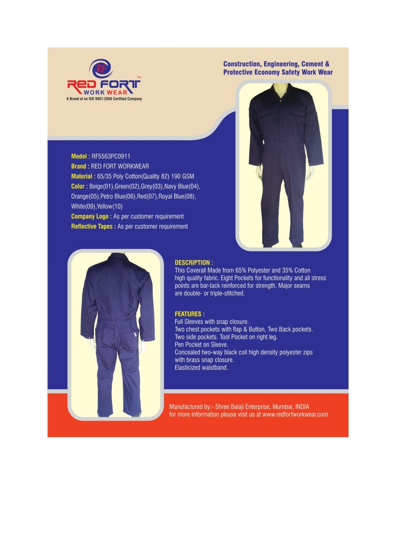 POLY COTTON COVERALL