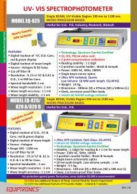 Single BEAM, Visible Region 350 nm to 1100 nm, MODEL EQ-820/ MICRO PROCESSOR 