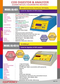 COD DIGESTOR & ANALYZER CLOSED REFLUX METHOD  (COLORIMETRIC METHOD)-