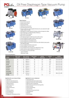 OIL FREE DIAPHRAGAM TYPE VACCUM PUMP FROM PCI  