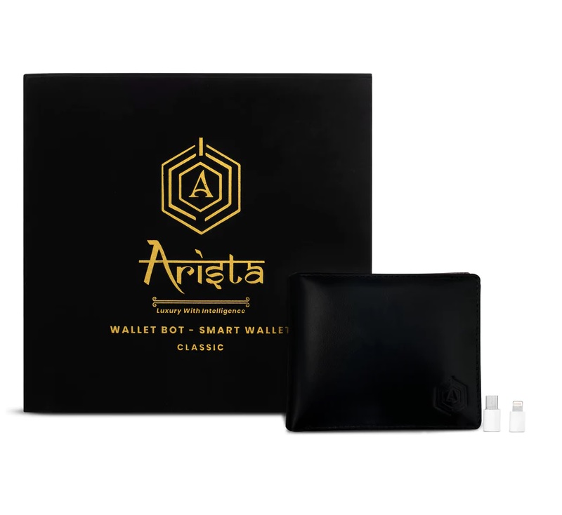 Arista Vault| Ultra Slim Wallet Bot Classic| Inbuilt Power Bank| Black