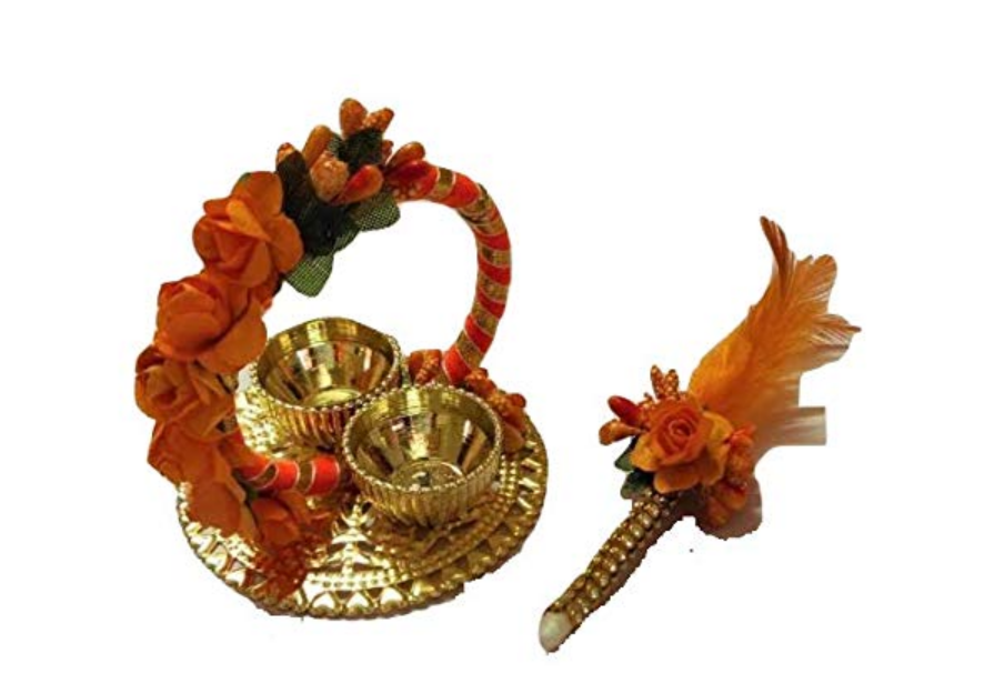 Haldi Kumkum Plate With Tilak Stick