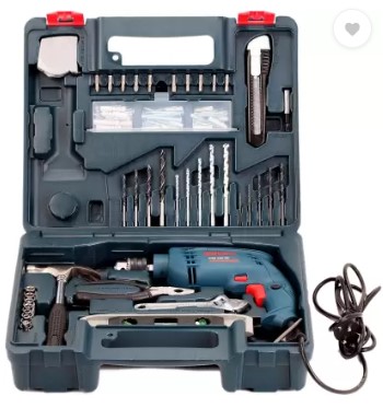 Bosch GSB 500W 500 RE Corded-Electric Drill Tool Set (Blue), 10 mm