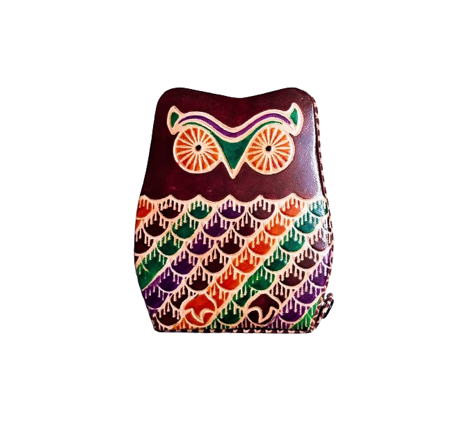 Pure Leather Shantiniketan Piggy Bank Owl Design