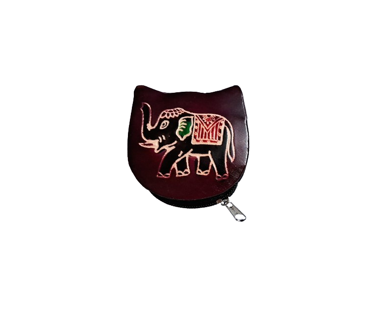 Colorful Elephant Design Genuine leather Small Coin Purse