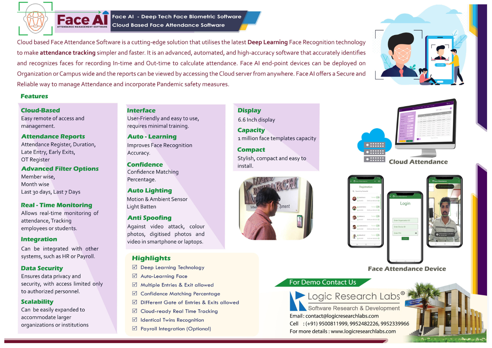 Face AI Attendance System - Deep Tech Face Biometric Software