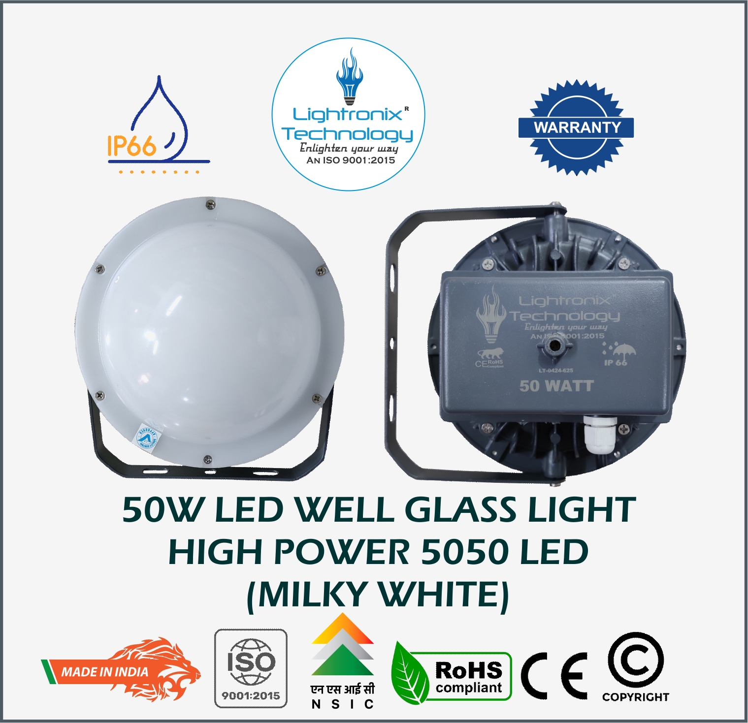 50 WATT WELL GLASS LED LIGHT-MILKY WHITE DOM