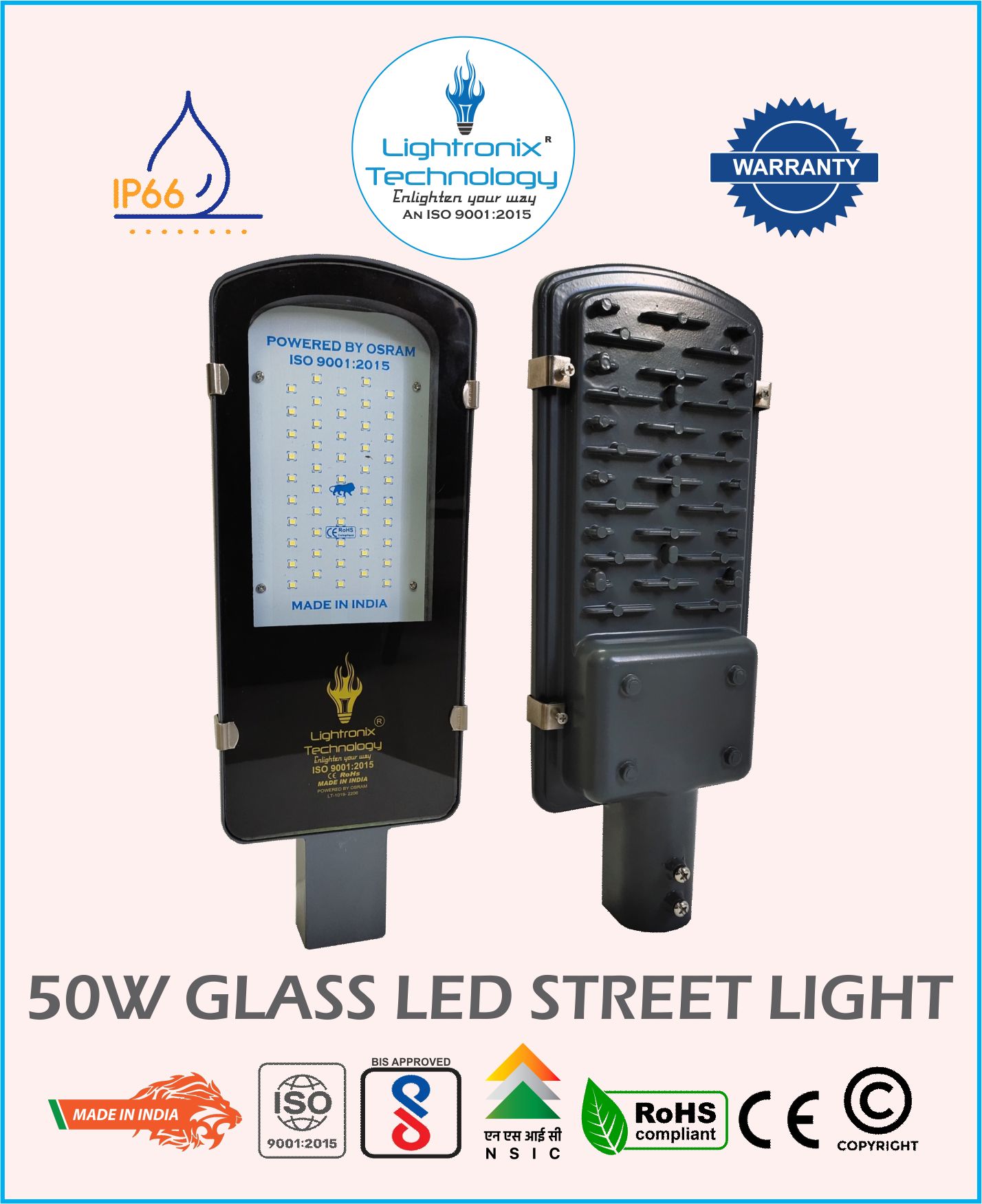 50W GLASS MODEL LED STREET LIGHT