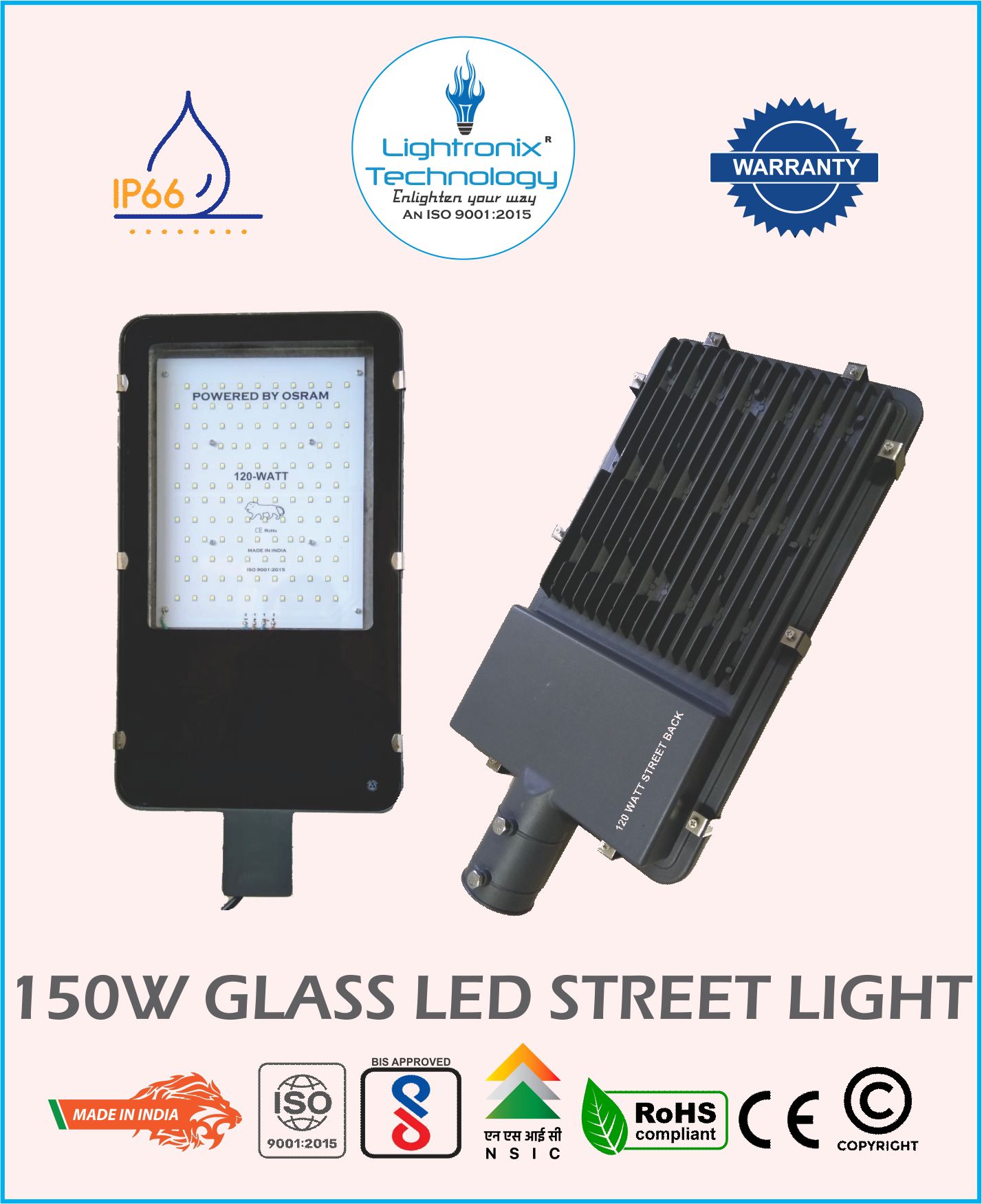 150W GLASS MODEL LED STREET LIGHT