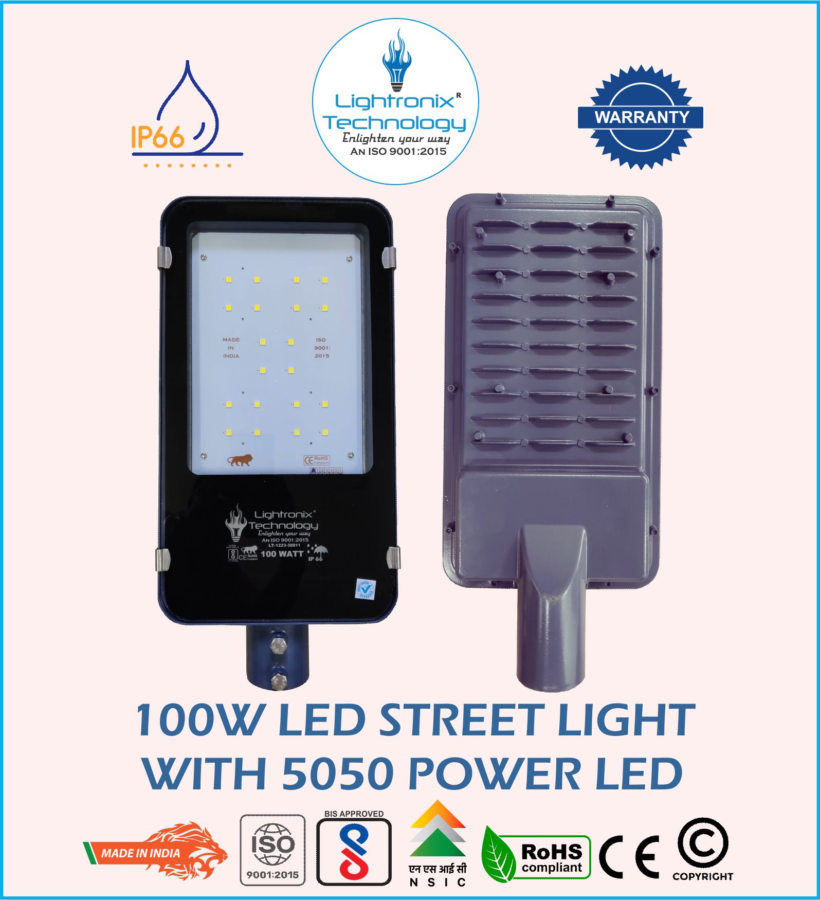 100W LED STREET LIGHT GLASS MODEL-5050