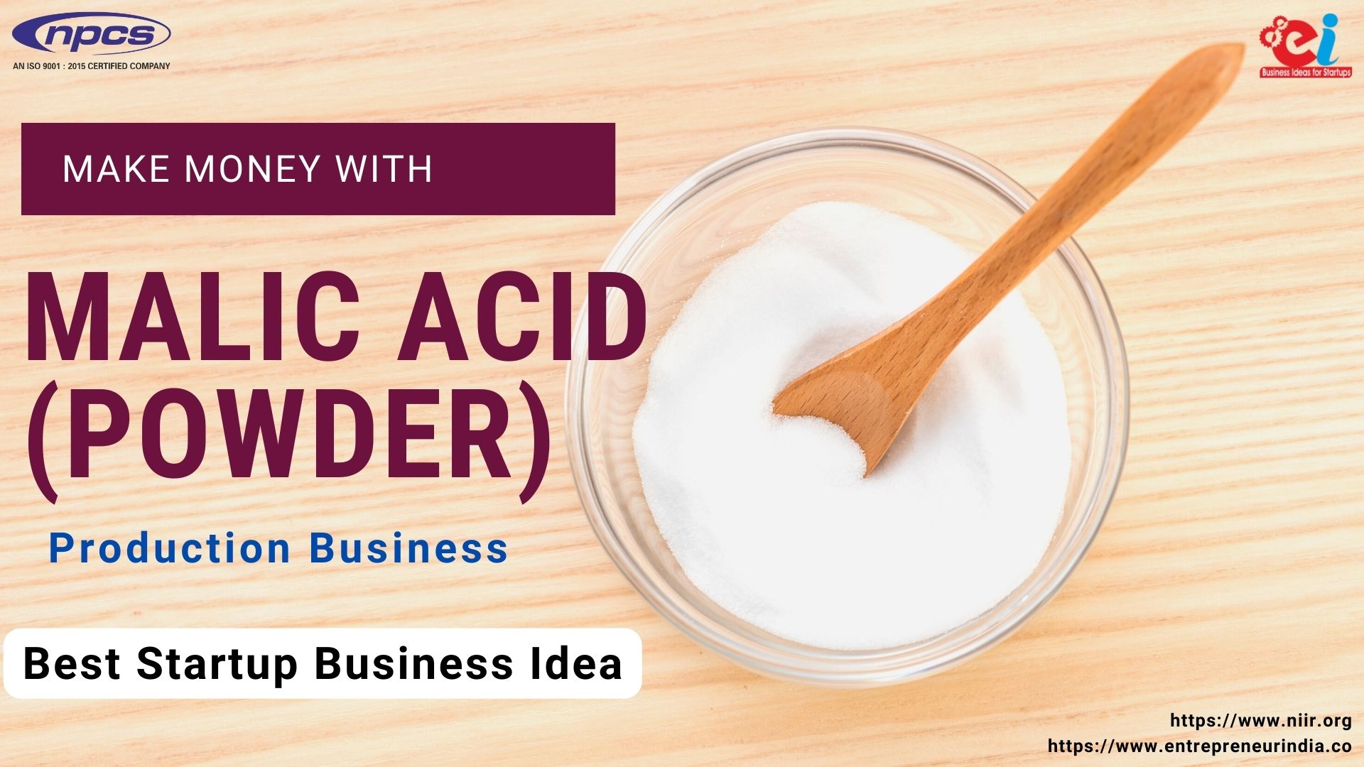 Project Report on Malic Acid (Powder) Production Business