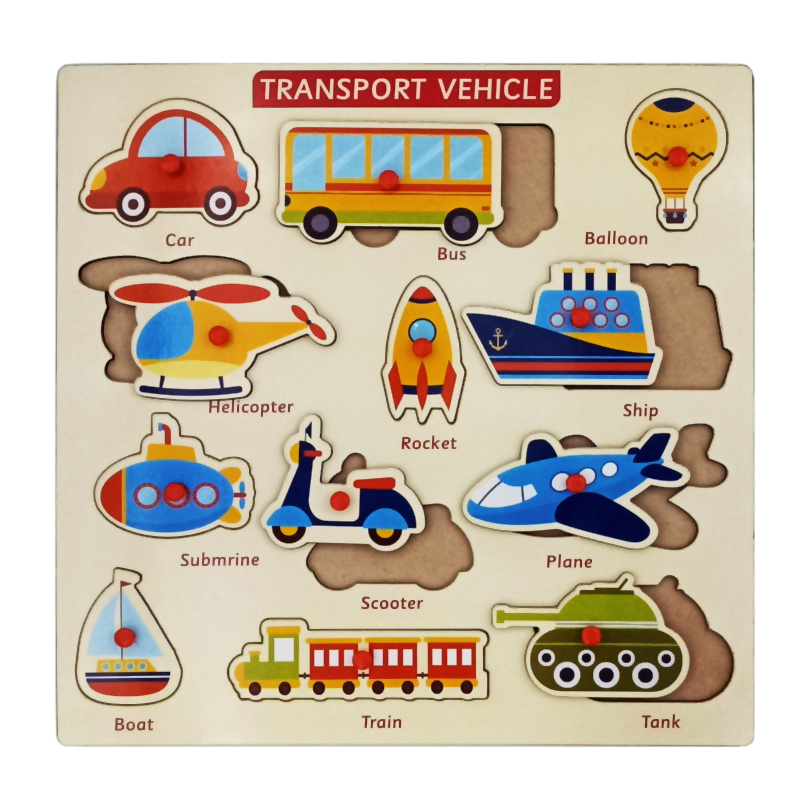 Public Transport Educational Wooden Jigsaw Puzzle for kids, Toddlers and Children