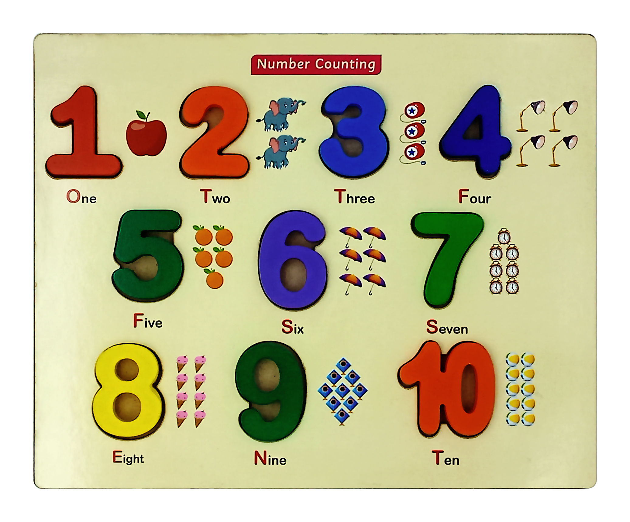 Number Counting board puzzle with picture to match with numbers.