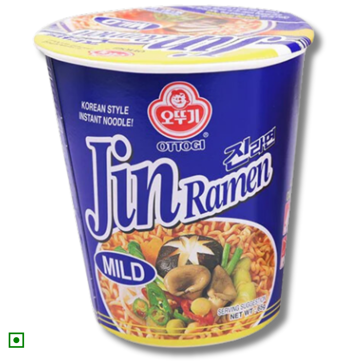 Ottogi Jin Ramen Korean Style Instant Noodles Mild Flavor Cup 65g (Imported) Cup Noodles Vegetarian