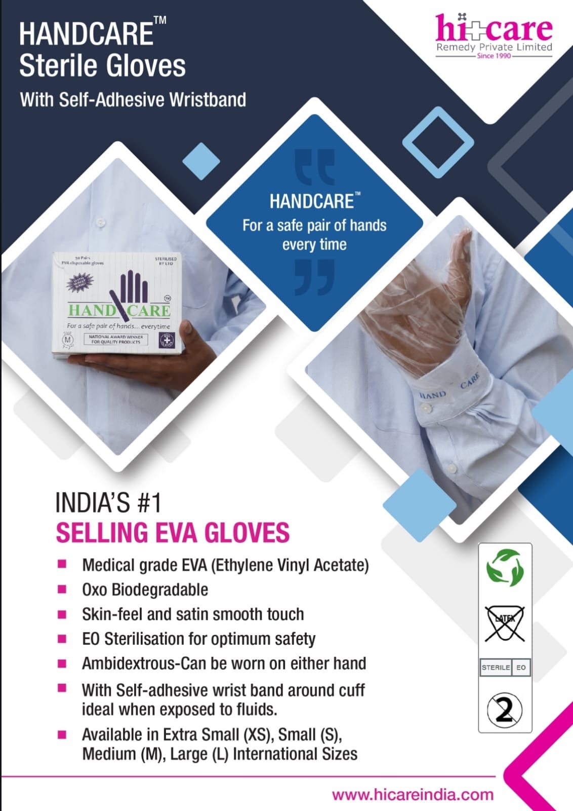 HANDCARE® STERILE GLOVES WITH SELF- ADHESIVE WRIST BAND