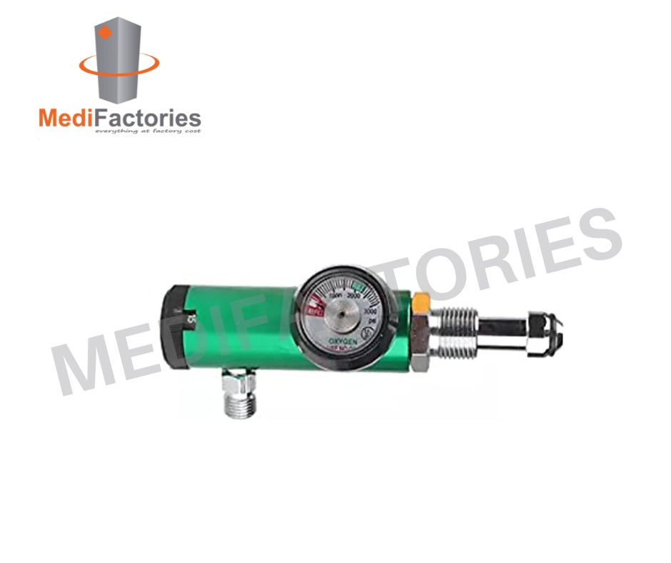 REGULATOR WITH FLOW METER & HUMIDIFIER CHAMBER FOR OXYGEN CYLINDER : B/D TYPES OF CYLINDERS