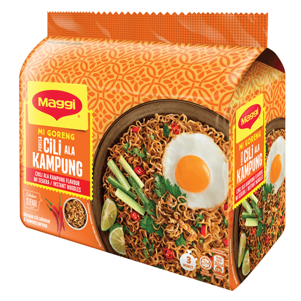 MAGGI MI Goreng CILI ala KAMPUNG [Chili Ala Kampung Flavor Noodles] 385g Pack (Imported)