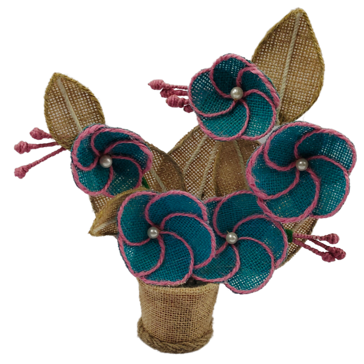 Jute Flowers Everlasting Flower Pot Bouquet