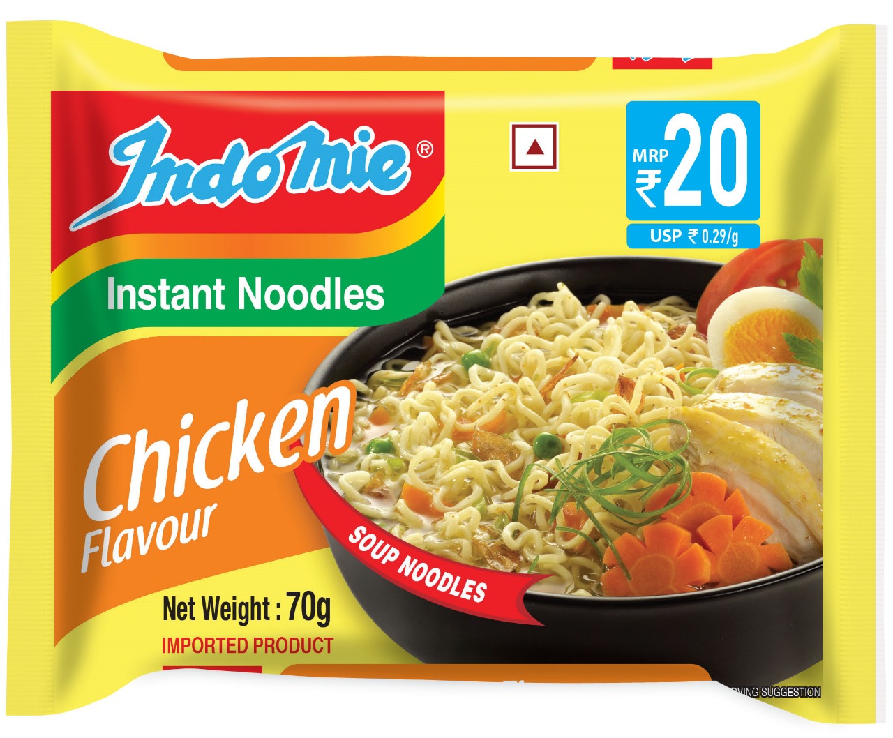 Indomie Instant Noodles Chicken Flavor (Soupy Noodles) 70g Pack (Imported)