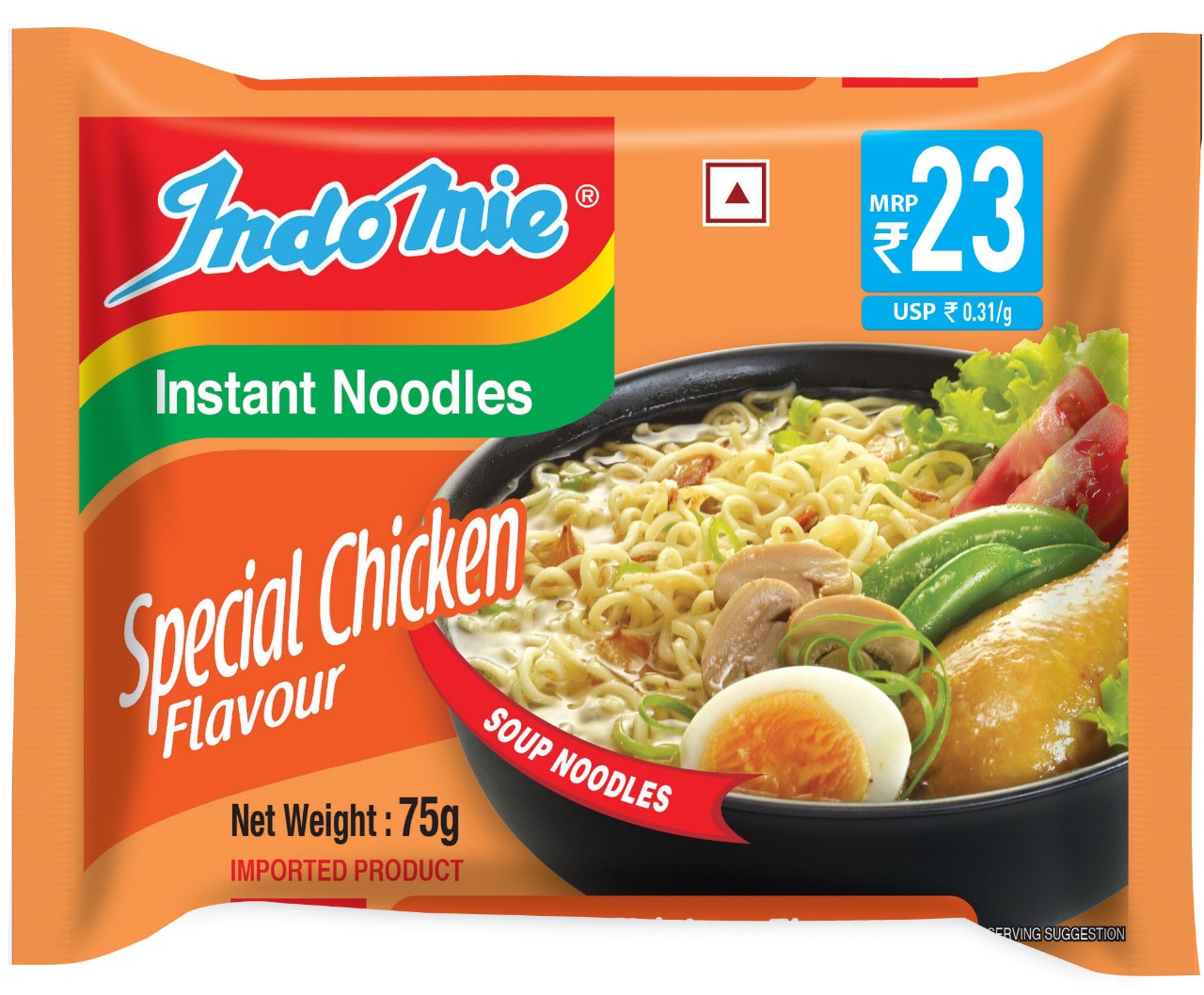 Indomie Instant Noodles Special Chicken Flavor (Soupy Noodles) 75g Pack (Imported)