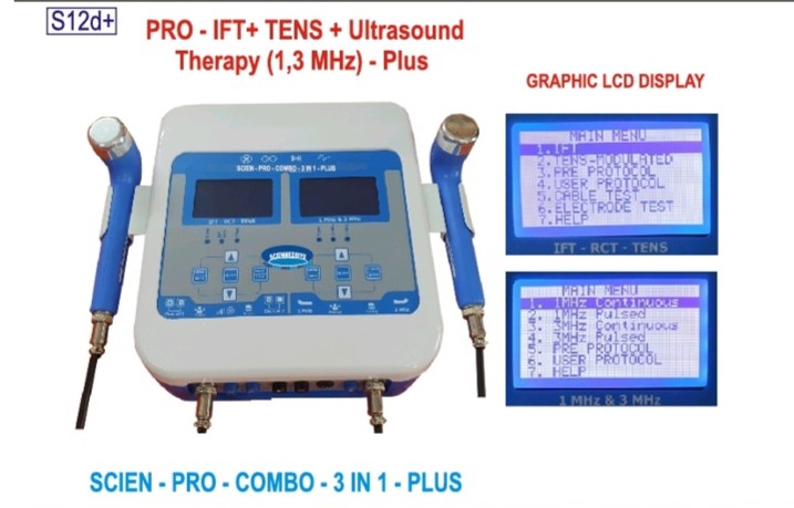 PRO-COMBO-3 IN 1-PLUS (IFT+TENS+ULTRASOUND THERAPY-1,3MHz)