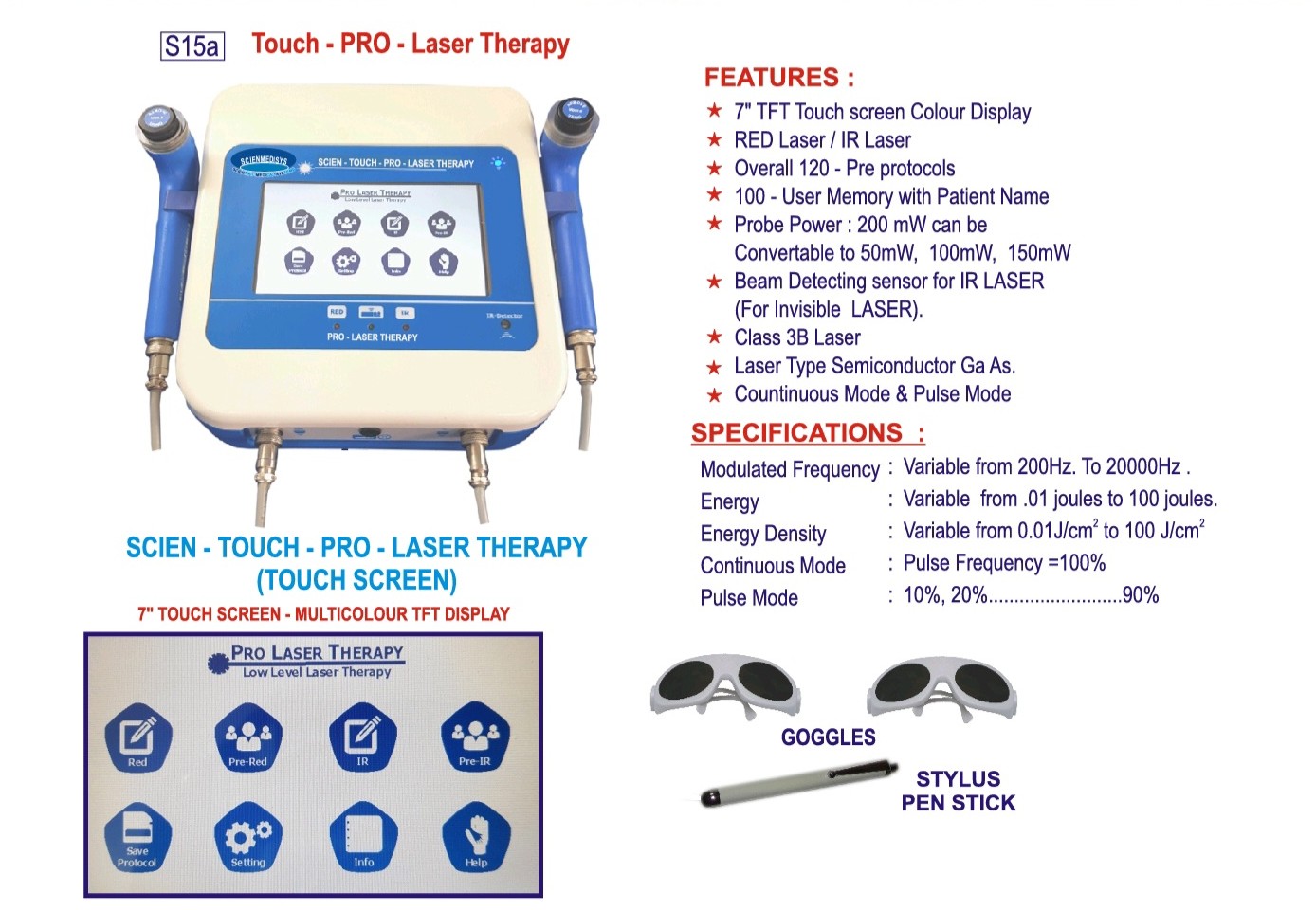 TOUCH-PRO-LASER THERAPY - (RED & IR - PROBE)