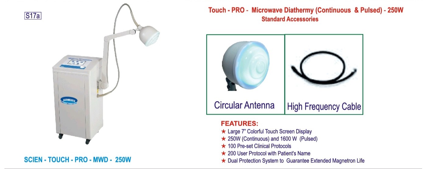 TOUCH-PRO-MICROWAVE DIATHERMY-250WATT(CONTINUOUS + PULSE)