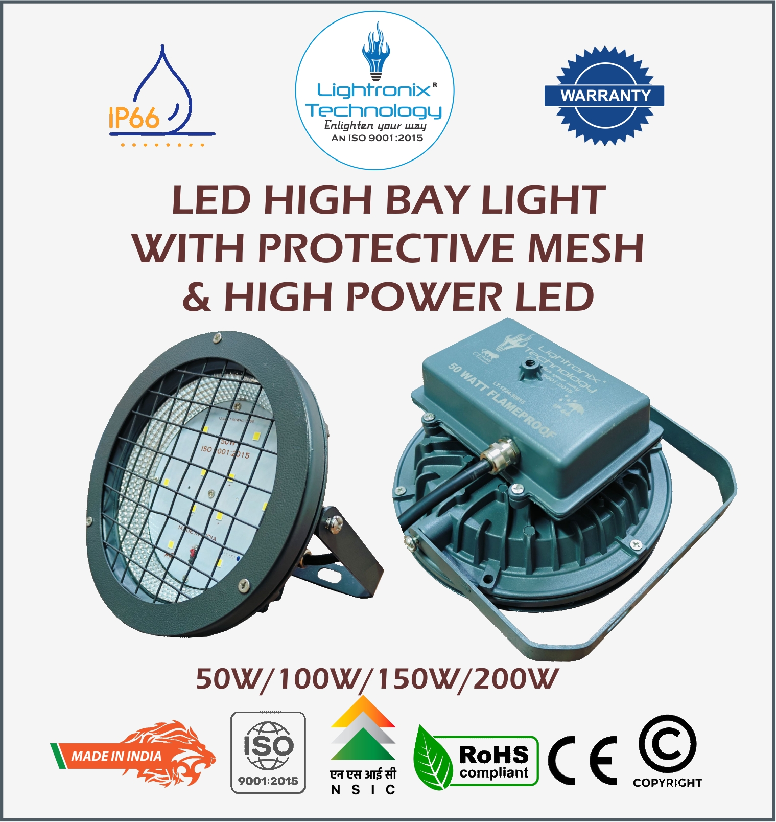 LED HIGH BAY LIGHT WITH GLASS PROTECTION