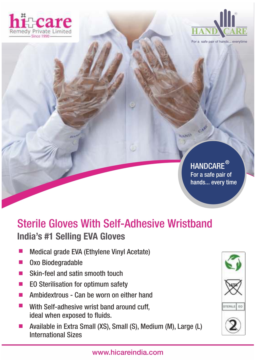 HANDCARE® STERILE GLOVES WITH SELF- ADHESIVE WRIST BAND