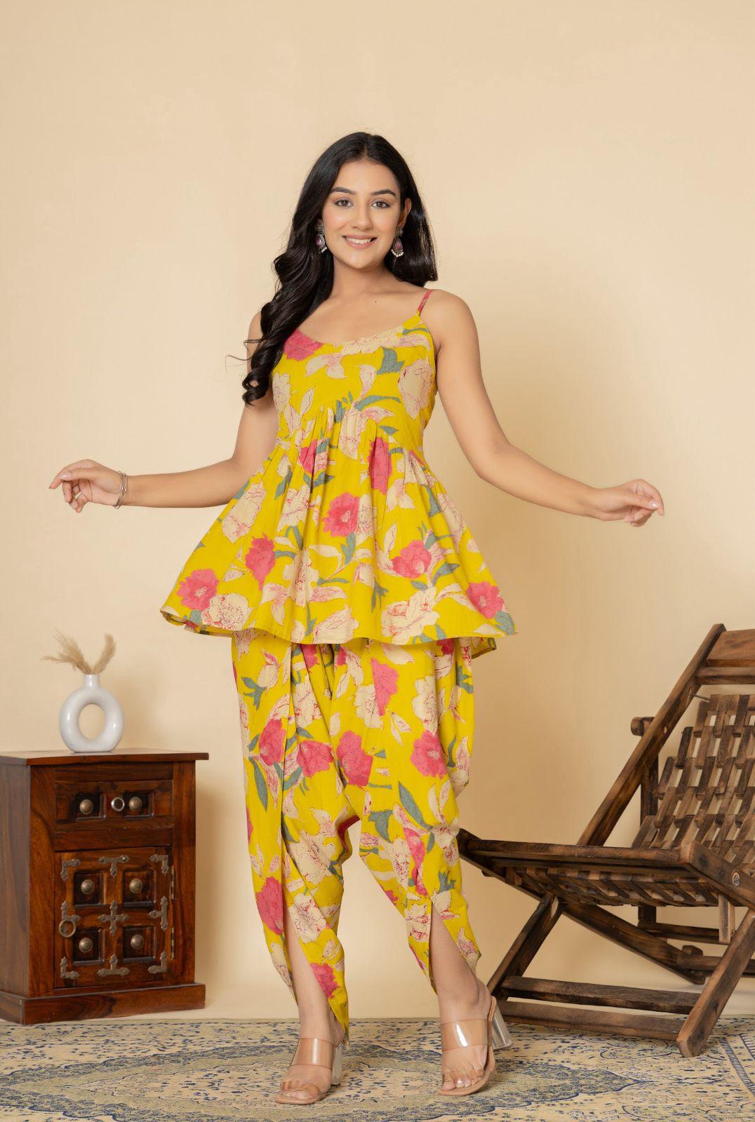 WOMEN YELLOW WESTER DRESS 