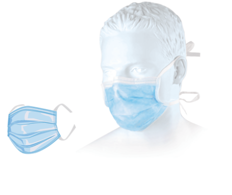 Face Mask  3ply Blue Tie 