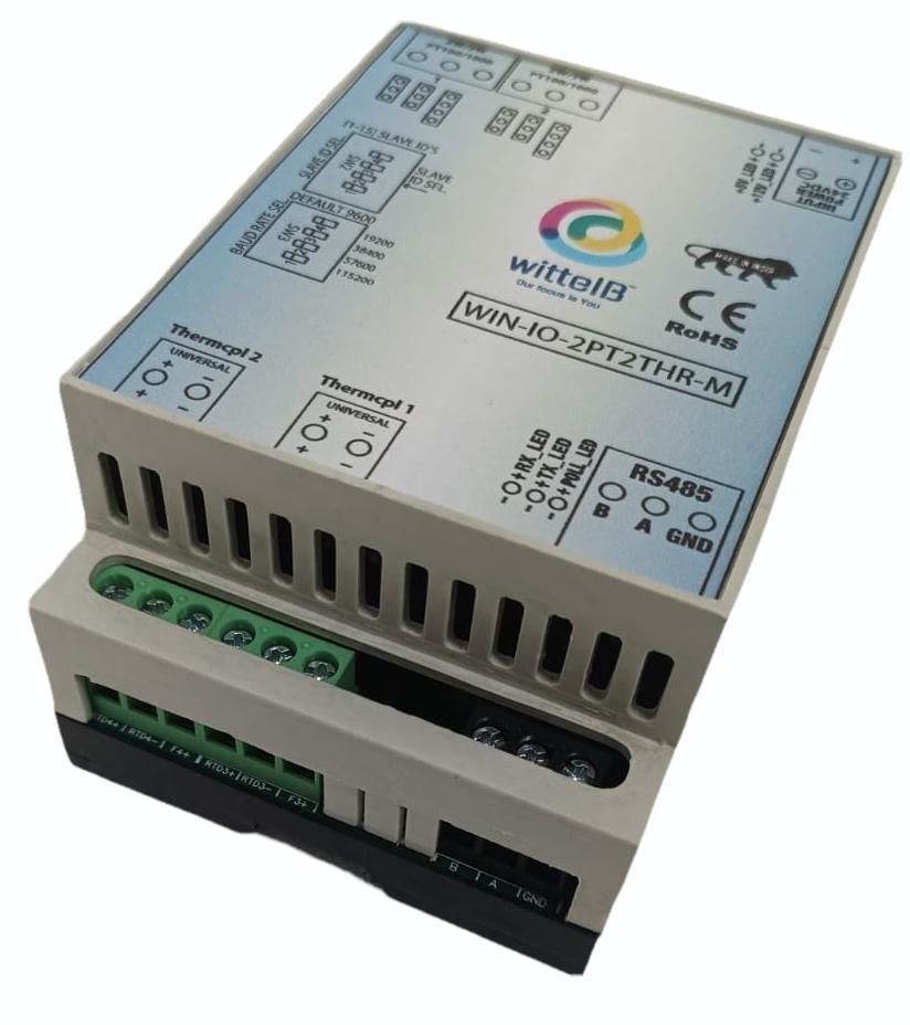 2 Port PT100/1000 + 2 Port Thermocouple | Modbus RS485 | 24V AC/DC|WIN-IO-2PT2THR-M