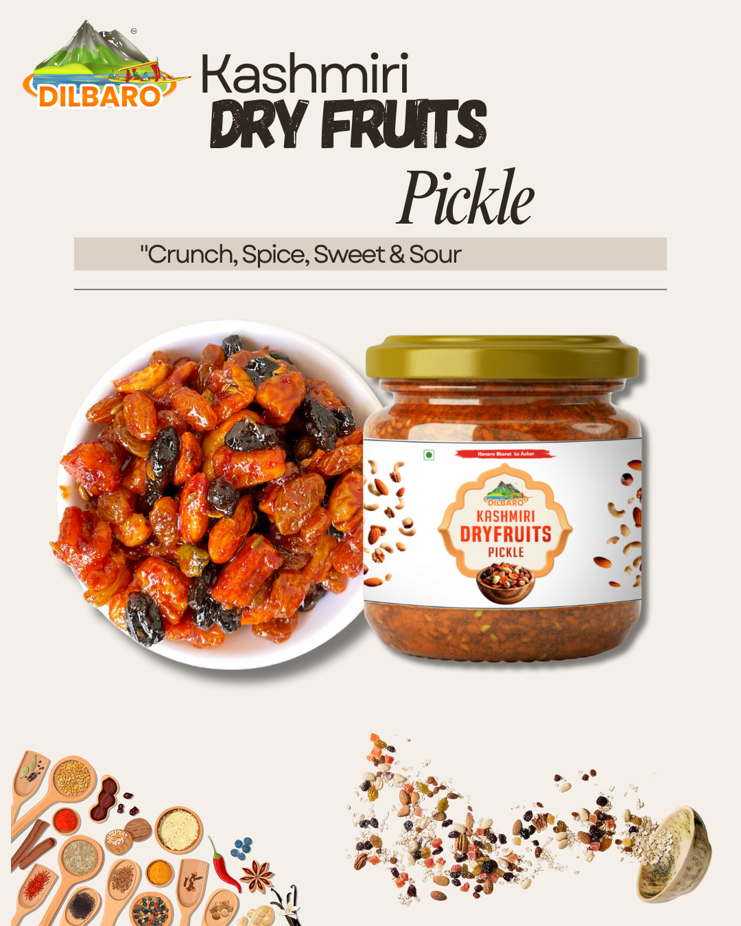 Kashmiri Mix Dryfruits Pickle – Royal Blend of Nuts & Traditional Spices | Bulk Supply