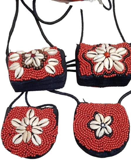 Red and Black Color Small Wallets with Floral Design Embroidery for Girls 