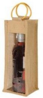 Jute Single Bottle Bag With Wooden Handle 